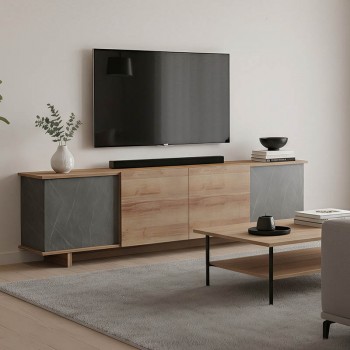 Έπιπλο τηλεόρασης Zafore pakoworld σε oak-καφέ antique απόχρωση 180x33x50εκ