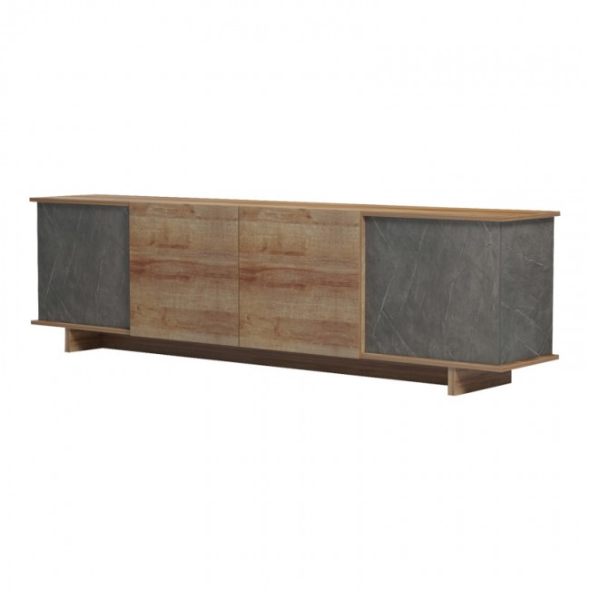 Έπιπλο τηλεόρασης Zafore pakoworld σε oak-καφέ antique απόχρωση 180x33x50εκ