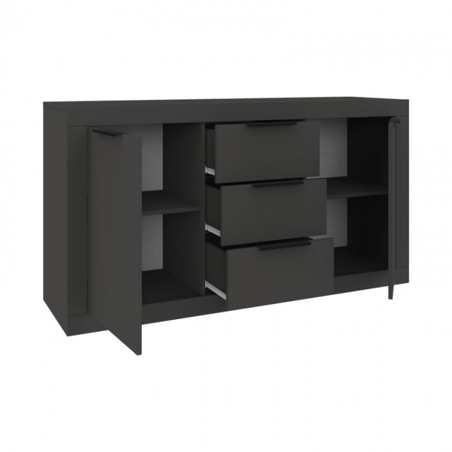 Μπουφές Doha pakoworld σε ανθρακί απόχρωση 150x45x80.5εκ Μπουφές Doha pakoworld σε ανθρακί απόχρωση 150x45x80.5εκ