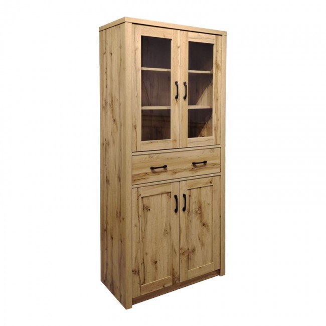 Βιτρίνα-ντουλάπα Nisso pakoworld σε oak απόχρωση 80x40x183.5εκ Βιτρίνα-ντουλάπα Nisso pakoworld σε oak απόχρωση 80x40x183.5εκ