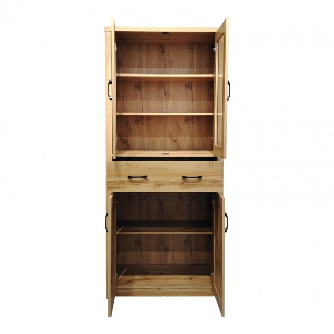 Βιτρίνα-ντουλάπα Nisso pakoworld σε oak απόχρωση 80x40x183.5εκ Βιτρίνα-ντουλάπα Nisso pakoworld σε oak απόχρωση 80x40x183.5εκ
