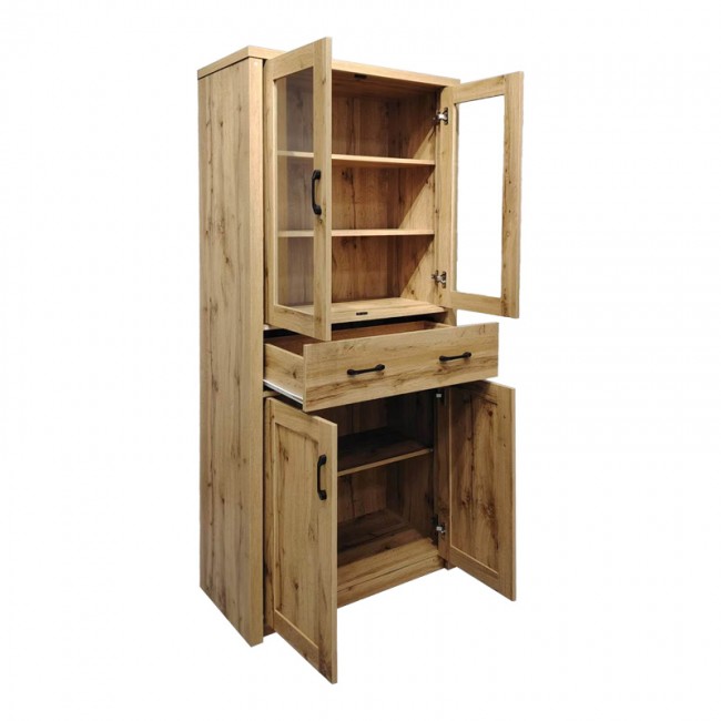 Βιτρίνα-ντουλάπα Nisso pakoworld σε oak απόχρωση 80x40x183.5εκ Βιτρίνα-ντουλάπα Nisso pakoworld σε oak απόχρωση 80x40x183.5εκ