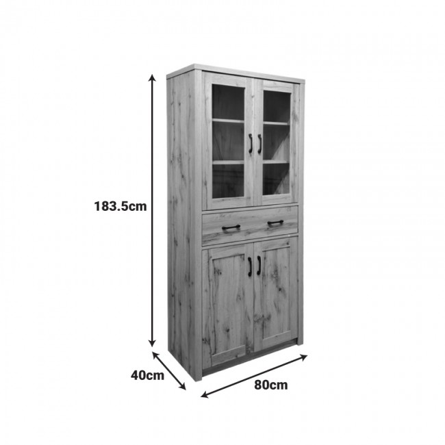 Βιτρίνα-ντουλάπα Nisso pakoworld σε oak απόχρωση 80x40x183.5εκ Βιτρίνα-ντουλάπα Nisso pakoworld σε oak απόχρωση 80x40x183.5εκ