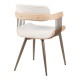 Πολυθρόνα Cameo pakoworld μέταλλο μπρονζέ-white-wash ξύλο-μπέζ ύφασμα 53x49.5x75.5εκ