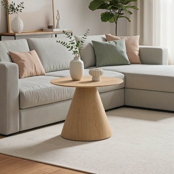 Τραπέζι σαλονιού Donda pakoworld mdf σε sonoma απόχρωση Φ60x40εκ