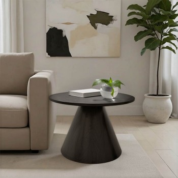 Τραπέζι σαλονιού Donda pakoworld mdf σε μαύρη απόχρωση Φ60x40εκ