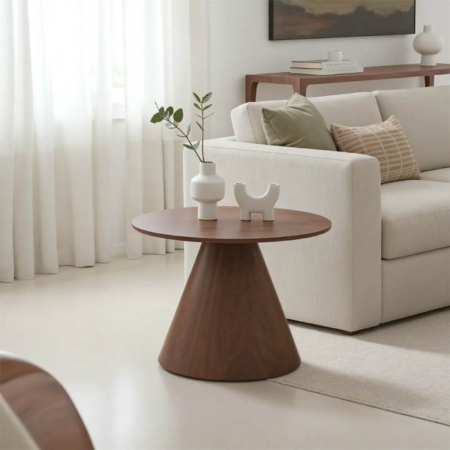 Τραπέζι σαλονιού Donda pakoworld mdf σε καρυδί απόχρωση Φ60x40εκ