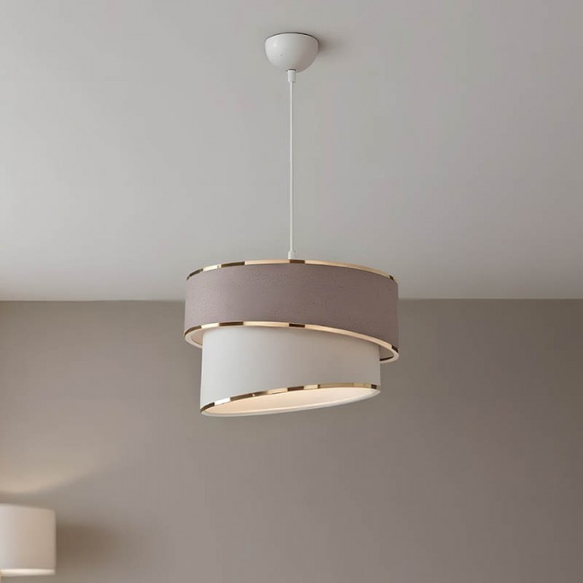 Φωτιστικό οροφής μονόφωτο Loopy pakoworld Ε27 μπεζ-λευκό Φ30x63εκ