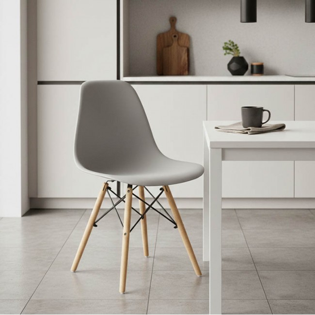 Καρέκλα Julita pakoworld PP γκρι-φυσικό πόδι 41x46x83εκ Καρέκλα Julita pakoworld PP γκρι-φυσικό πόδι 41x46x83εκ