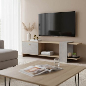 Έπιπλο τηλεόρασης Standi pakoworld σε sonoma-γκρι cement απόχρωση 120x25x36.8εκ
