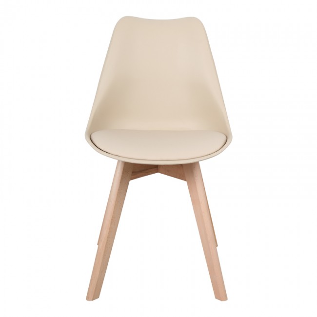 Καρέκλα Gaston pakoworld PP-PU taupe απόχρωση- φυσικό πόδι 43x51x75εκ