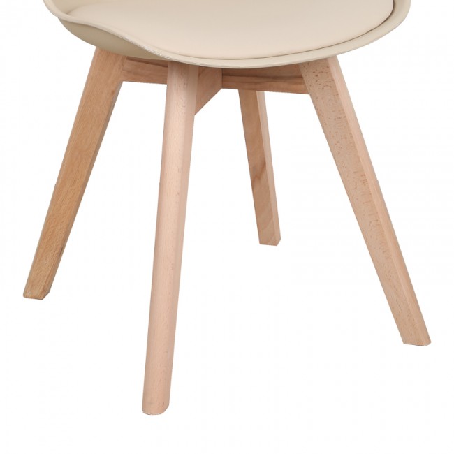 Καρέκλα Gaston pakoworld PP-PU taupe απόχρωση- φυσικό πόδι 43x51x75εκ