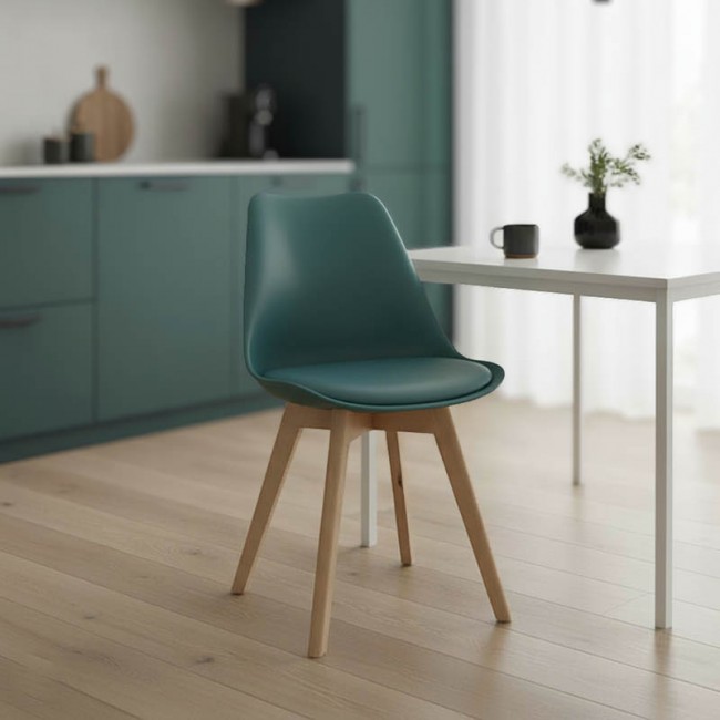 Καρέκλα Gaston pakoworld PP-PU μπλε απόχρωση- φυσικό πόδι 58x47x85εκ Καρέκλα Gaston pakoworld PP-PU μπλε απόχρωση- φυσικό πόδι 58x47x85εκ