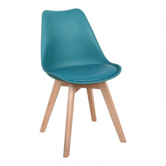 Καρέκλα Gaston pakoworld PP-PU μπλε απόχρωση- φυσικό πόδι 58x47x85εκ Καρέκλα Gaston pakoworld PP-PU μπλε απόχρωση- φυσικό πόδι 58x47x85εκ