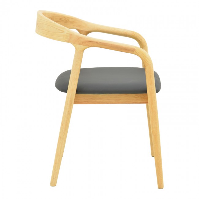 Πολυθρόνα Hogie pakoworld rubberwood σε φυσική απόχρωση με μαύρο pu μαξιλάρι 61x60x76εκ Πολυθρόνα Hogie pakoworld rubberwood σε φυσική απόχρωση με μαύρο pu μαξιλάρι 61x60x76εκ