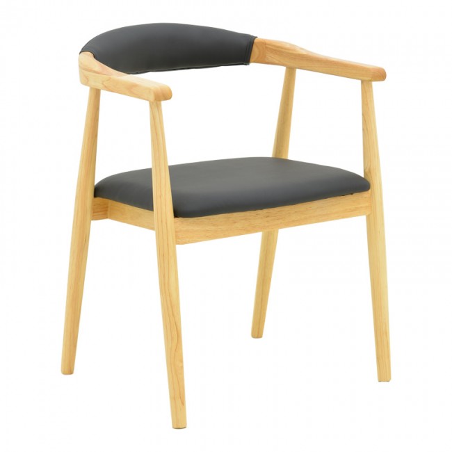 Πολυθρόνα Sandi pakoworld rubberwood σε φυσική απόχρωση με μαύρο pu μαξιλάρι 50x60x80εκ Πολυθρόνα Sandi pakoworld rubberwood σε φυσική απόχρωση με μαύρο pu μαξιλάρι 50x60x80εκ