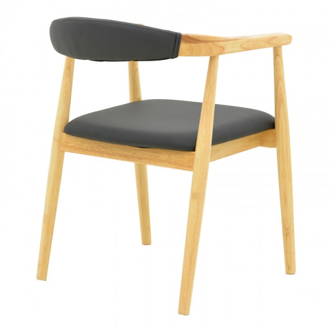 Πολυθρόνα Sandi pakoworld rubberwood σε φυσική απόχρωση με μαύρο pu μαξιλάρι 50x60x80εκ Πολυθρόνα Sandi pakoworld rubberwood σε φυσική απόχρωση με μαύρο pu μαξιλάρι 50x60x80εκ