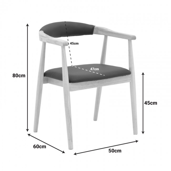 Πολυθρόνα Sandi pakoworld rubberwood σε φυσική απόχρωση με μαύρο pu μαξιλάρι 50x60x80εκ Πολυθρόνα Sandi pakoworld rubberwood σε φυσική απόχρωση με μαύρο pu μαξιλάρι 50x60x80εκ