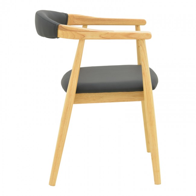 Πολυθρόνα Sandi pakoworld rubberwood σε φυσική απόχρωση με μαύρο pu μαξιλάρι 50x60x80εκ Πολυθρόνα Sandi pakoworld rubberwood σε φυσική απόχρωση με μαύρο pu μαξιλάρι 50x60x80εκ