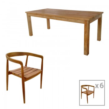 Τραπεζαρία 7τεμ.Noody-Wooly pakoworld teak ξύλο σε φυσική απόχρωση Τραπεζαρία 7τεμ.Noody-Wooly pakoworld teak ξύλο σε φυσική απόχρωση