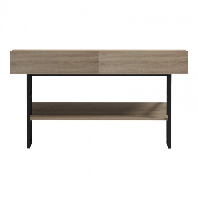 Κονσόλα Vien pakoworld σε sonoma-μαύρη απόχρωση 139x43x75.5εκ Κονσόλα Vien pakoworld σε sonoma-μαύρη απόχρωση 139x43x75.5εκ