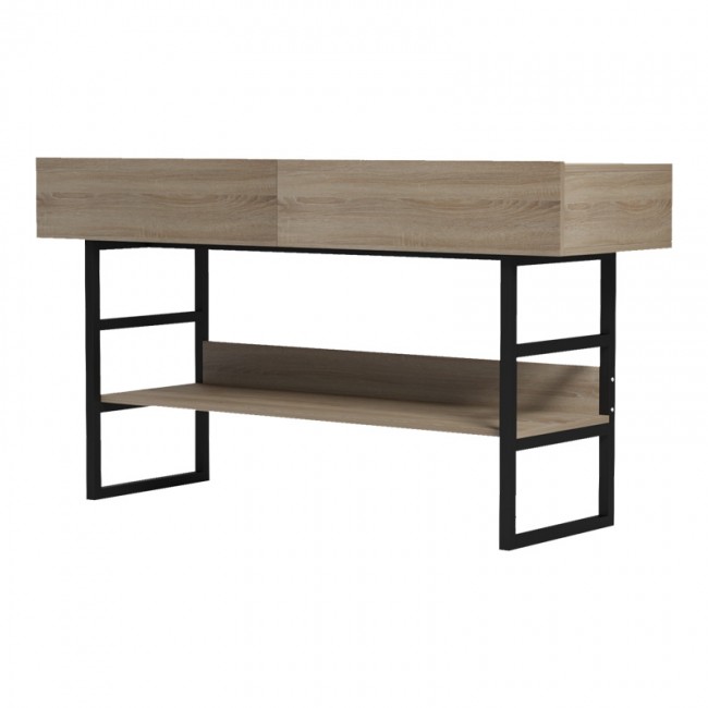 Κονσόλα Vien pakoworld σε sonoma-μαύρη απόχρωση 139x43x75.5εκ Κονσόλα Vien pakoworld σε sonoma-μαύρη απόχρωση 139x43x75.5εκ