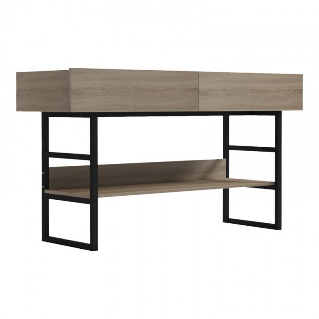 Κονσόλα Vien pakoworld σε sonoma-μαύρη απόχρωση 139x43x75.5εκ Κονσόλα Vien pakoworld σε sonoma-μαύρη απόχρωση 139x43x75.5εκ