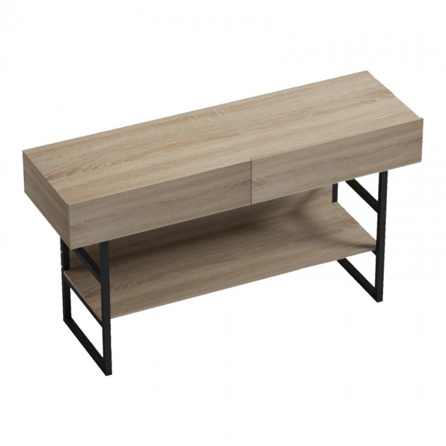 Κονσόλα Vien pakoworld σε sonoma-μαύρη απόχρωση 139x43x75.5εκ Κονσόλα Vien pakoworld σε sonoma-μαύρη απόχρωση 139x43x75.5εκ