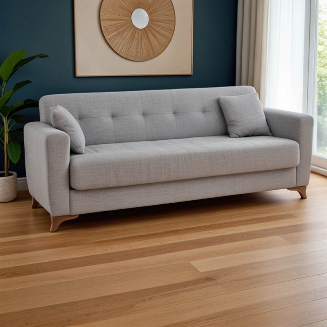 Καναπές-κρεβάτι με αποθηκευτικό χώρο τριθέσιος Modesto pakoworld γκρι ύφασμα 215x85x80εκ Καναπές-κρεβάτι με αποθηκευτικό χώρο τριθέσιος Modesto pakoworld γκρι ύφασμα 215x85x80εκ