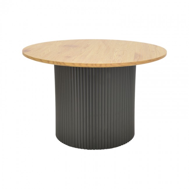 Τραπέζι σαλονιού Dovel pakoworld mdf σε sonoma-μαυρη απόχρωση Φ70x40εκ