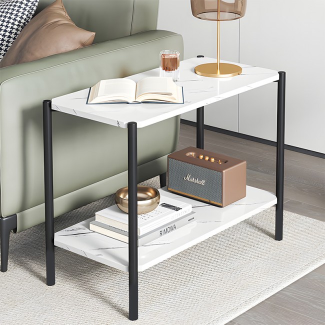 Βοηθητικό τραπέζι Mara MDF λευκό μαρμάρου-μαύρο 80x40x55cm Βοηθητικό τραπέζι Mara MDF λευκό μαρμάρου-μαύρο 80x40x55cm