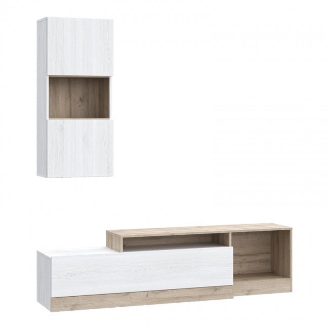 Σύνθετο σαλονιού Halmi pakoworld λευκό-oak μελαμίνης 180x39x190εκ Σύνθετο σαλονιού Halmi pakoworld λευκό-oak μελαμίνης 180x39x190εκ