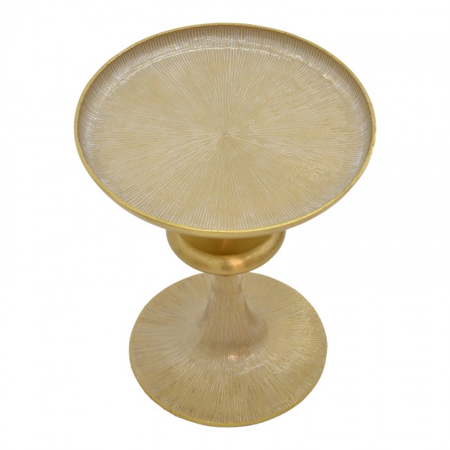 Βοηθητικό τραπέζι Trego I Inart χρυσό-λευκό μέταλλο Φ33x42εκ Βοηθητικό τραπέζι Trego I Inart χρυσό-λευκό μέταλλο Φ33x42εκ