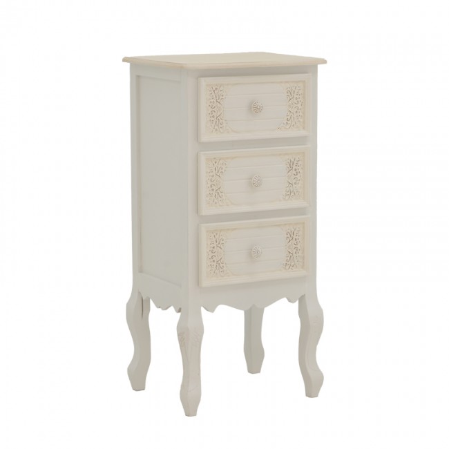 Κομοδίνο Pazlen Inart mdf σε λευκή αντικέ απόχρωση 40x34.5x82εκ Κομοδίνο Pazlen Inart mdf σε λευκή αντικέ απόχρωση 40x34.5x82εκ