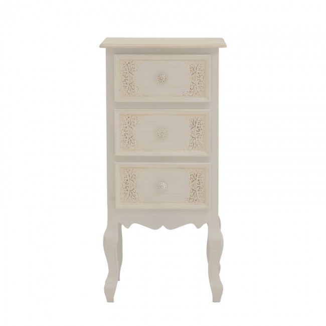 Κομοδίνο Pazlen Inart mdf σε λευκή αντικέ απόχρωση 40x34.5x82εκ Κομοδίνο Pazlen Inart mdf σε λευκή αντικέ απόχρωση 40x34.5x82εκ