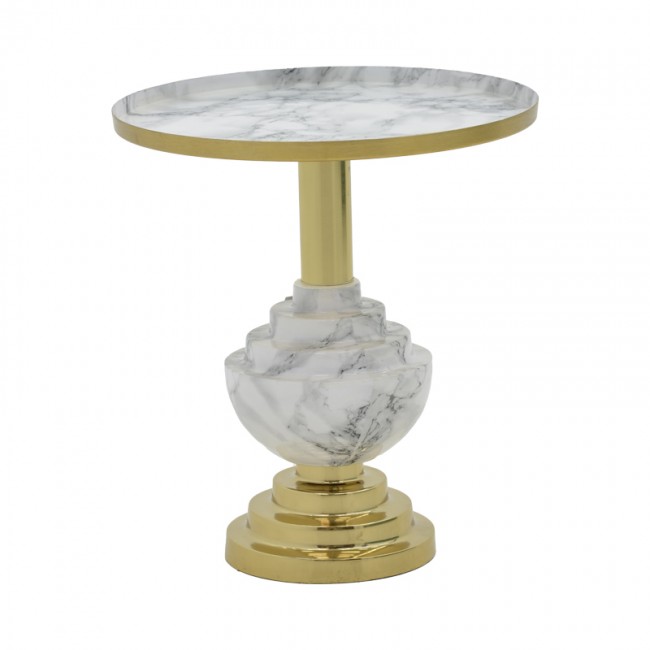 Βοηθητικό τραπέζι Cogent Inart γκρι μαρμάρου-χρυσό μέταλλο Φ41x44εκ Βοηθητικό τραπέζι Cogent Inart γκρι μαρμάρου-χρυσό μέταλλο Φ41x44εκ