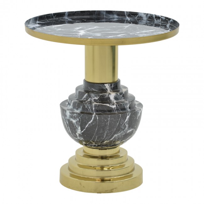 Βοηθητικό τραπέζι Cogent Inart pakoworld μαύρο-χρυσό μέταλλο Φ46x50εκ Βοηθητικό τραπέζι Cogent Inart pakoworld μαύρο-χρυσό μέταλλο Φ46x50εκ