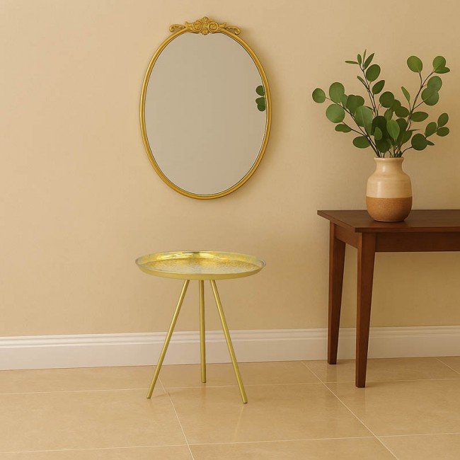 Βοηθητικό τραπέζι Jacksie Inart γκρι-χρυσό μέταλλο Φ41x43.5εκ Βοηθητικό τραπέζι Jacksie Inart γκρι-χρυσό μέταλλο Φ41x43.5εκ