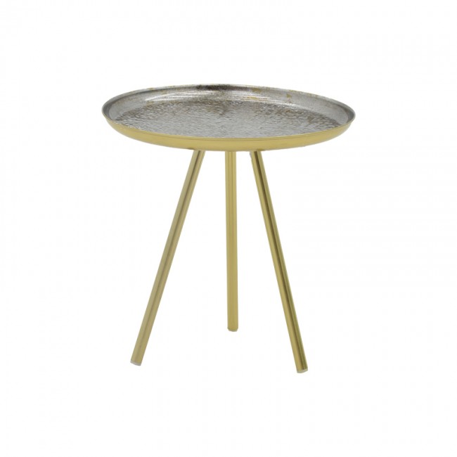 Βοηθητικό τραπέζι Jacksie Inart γκρι-χρυσό μέταλλο Φ41x43.5εκ Βοηθητικό τραπέζι Jacksie Inart γκρι-χρυσό μέταλλο Φ41x43.5εκ