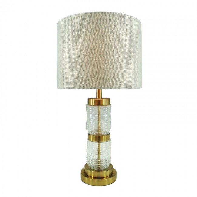 Επιτραπέζιο φωτιστικό Wenxie Inart Ε27 χρυσό μέταλλο-γυαλί-μπεζ ύφασμα Φ32x53εκ Επιτραπέζιο φωτιστικό Wenxie Inart Ε27 χρυσό μέταλλο-γυαλί-μπεζ ύφασμα Φ32x53εκ