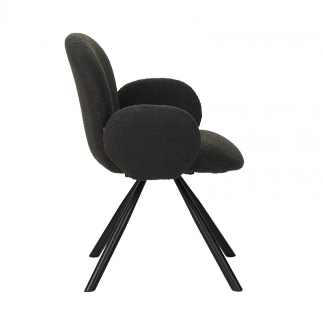 Πολυθρόνα Garzele Inart ανθρακί μπουκλέ ύφασμα-πόδι μαύρο μέταλλο 68x66x82.5εκ Πολυθρόνα Garzele Inart ανθρακί μπουκλέ ύφασμα-πόδι μαύρο μέταλλο 68x66x82.5εκ