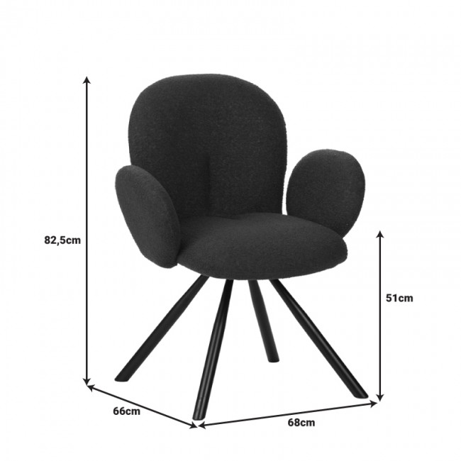 Πολυθρόνα Garzele Inart ανθρακί μπουκλέ ύφασμα-πόδι μαύρο μέταλλο 68x66x82.5εκ Πολυθρόνα Garzele Inart ανθρακί μπουκλέ ύφασμα-πόδι μαύρο μέταλλο 68x66x82.5εκ