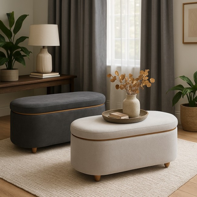 Σκαμπό μπαούλο Tara Inart σετ 2 τεμ βελούδο σε σκούρη γκρι και ανθρακί απόχρωση Σκαμπό μπαούλο Tara Inart σετ 2 τεμ βελούδο σε σκούρη γκρι και ανθρακί απόχρωση