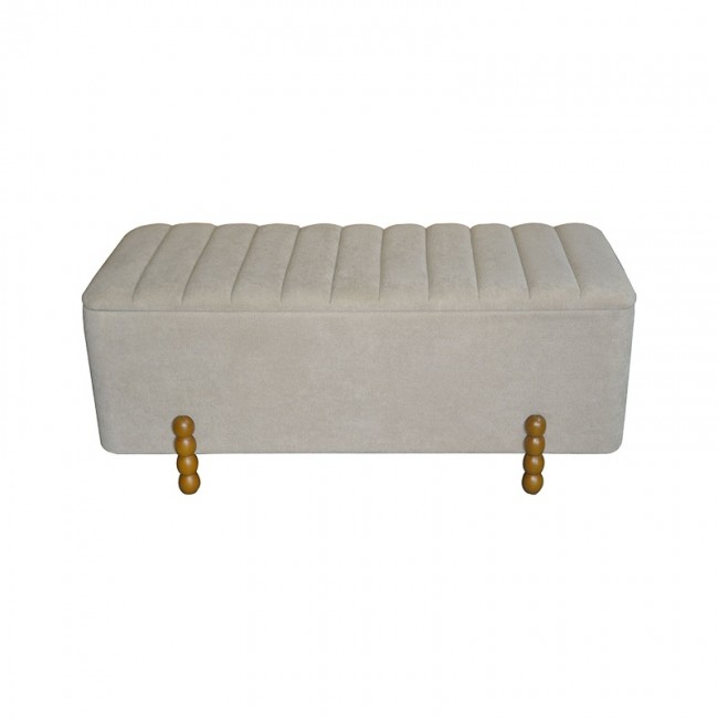 Σκαμπό μπαούλο Daph Inart σετ 2 τεμ βελούδο σε μπεζ και λευκή απόχρωση Σκαμπό μπαούλο Daph Inart σετ 2 τεμ βελούδο σε μπεζ και λευκή απόχρωση