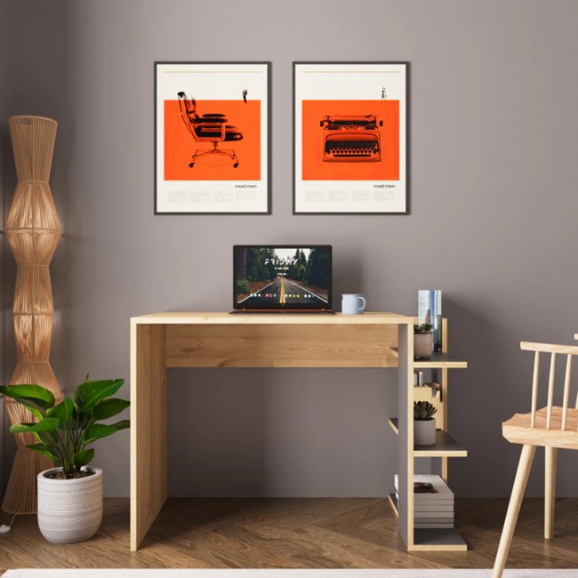 Γραφείο εργασίας Toska pakoworld σε oak- ανθρακί απόχρωση 114x56x76εκ Γραφείο εργασίας Toska pakoworld σε oak- ανθρακί απόχρωση 114x56x76εκ