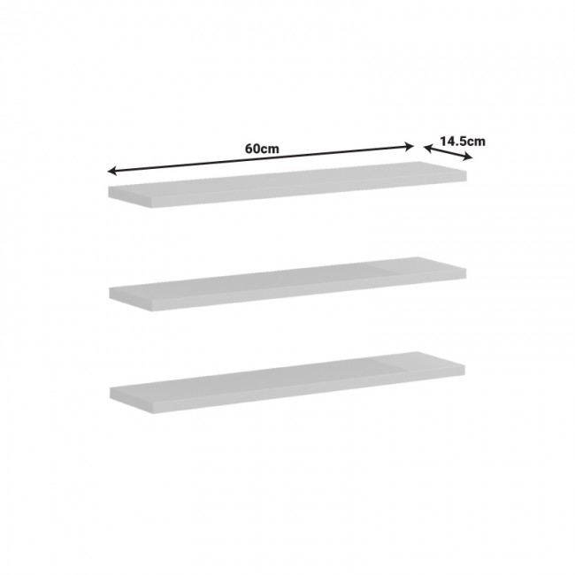Ραφιέρα τοίχου Divar pakoworld ανθρακί 60x14.5x1.8εκ