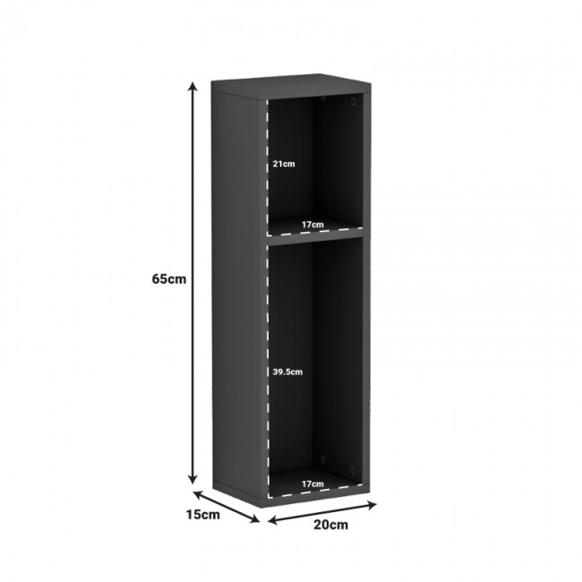 Ραφιέρα-κομοδίνο τοίχου Racks pakoworld σε ανθρακί απόχρωση 20x15x65εκ