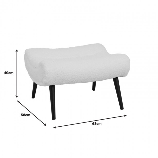 Σκαμπό - υποπόδιο Silla pakoworld μπουκλέ ύφασμα σε λευκή απόχρωση 68x58x40εκ Σκαμπό - υποπόδιο Silla pakoworld μπουκλέ ύφασμα σε λευκή απόχρωση 68x58x40εκ