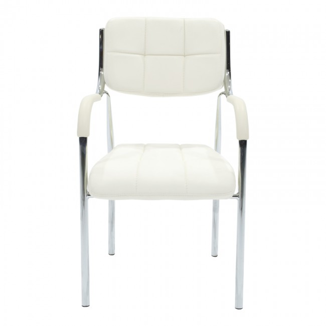 Καρέκλα επισκέπτη στοιβαζόμενη Otlen pakoworld λευκό pu-πόδι χρωμίου 47x45x87εκ