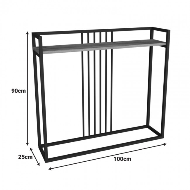 Κονσόλα Convida pakoworld ανθρακί με μαύρο μεταλλικό σκελετό 100x25x90εκ